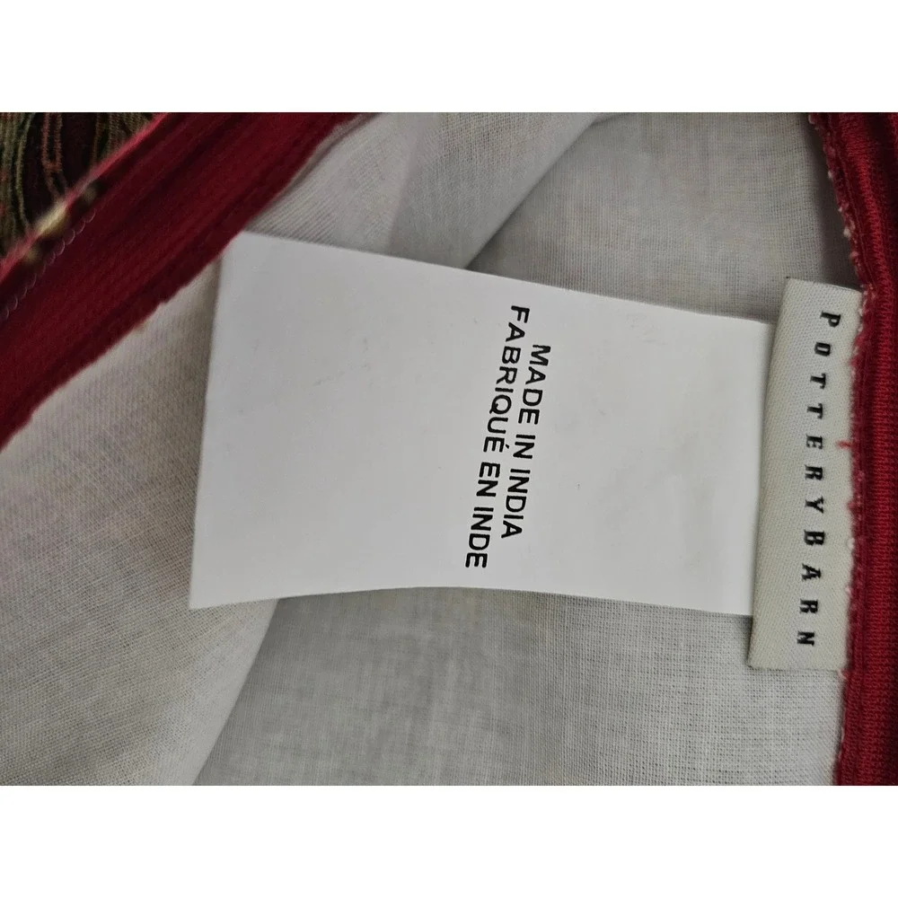 Pottery Barn Red Paisley Cotton Linen 24x24 Pillow Covers Set of 2